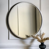 Ghedi Bellagro Round Mirror Antique Silver Large — SantoLusso®