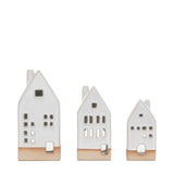 Ghedi Pearly White Ceramic Tealight Houses 3pk — SantoLusso®