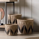 Ghedi Cameroon Baskets Natural & Black Set of 3 — SantoLusso®