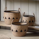 Ghedi Alid Baskets Natural & Black Set of 3 — SantoLusso®