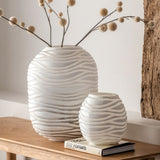 Ghedi Andorra Handblown Carved Glass Vase White Large — SantoLusso®