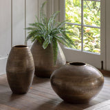 Ghedi Artistic Aluminium Wide Vase Arrow Antique Brass — SantoLusso®