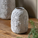 Ghedi Meadow Embossed Ceramic Vase Stone Large — SantoLusso®