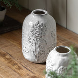 Ghedi Meadow Embossed Ceramic Vase Stone Small — SantoLusso®