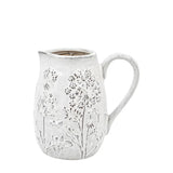 Ghedi Meadow Embossed Ceramic Jug Stone — SantoLusso®