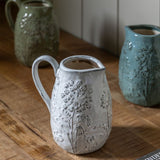 Ghedi Meadow Embossed Ceramic Jug Stone — SantoLusso®