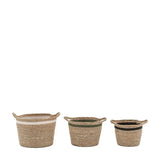 Ghedi Storage Basket Black White Olive Stripe Nest of 3 — SantoLusso®