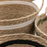 Ghedi Storage Basket Black White Olive Stripe Nest of 3 — SantoLusso®