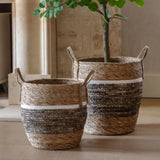 Ghedi Woven Storage Basket Contrast Stripe Set of 2 — SantoLusso®