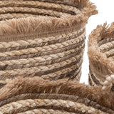 Ghedi Fringed Woven Basket Brown Stripe Set of 3 — SantoLusso®