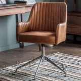 Ghedi Fiaggo Swivel Chair Vintage Brown Leather — SantoLusso®