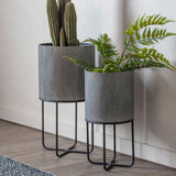Ghedi Eda Metal Planter Set of 2 Grey — SantoLusso®