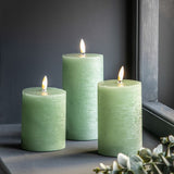 Ghedi LED Candle Rustic Sage Set of 3 — SantoLusso®