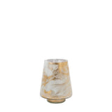 Ghedi Marbled Hurricane Small Gold White Candle Holder — SantoLusso®