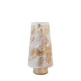 Ghedi Marbled Hurricane Large Gold White Candle Holder — SantoLusso®