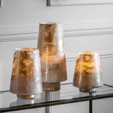 Ghedi Marbled Hurricane Large Gold White Candle Holder — SantoLusso®