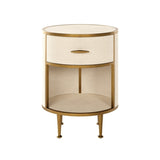 DI Designs Hampton Bedside | Round | Ivory Shagreen — SantoLusso®