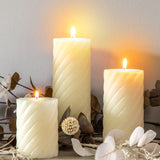 Ghedi Vanilla Pillar Candle Twist Ivory 2 Pack — SantoLusso®