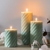 Ghedi Vanilla Pillar Candle Twist Sage 2 Pack — SantoLusso®