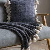 Ghedi Woven Throw with Tassels Black — SantoLusso®