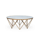 DI Designs Crofton Round Coffee Table | White Marble Glass — SantoLusso®