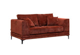 Aluxo Lenox 2 Seater Sofa In Rust Velvet - SantoLusso