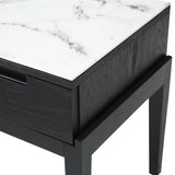Twenty10 Orchid Marble Bedside Single Drawer in Wenge (Black Stained Oak) - SantoLusso