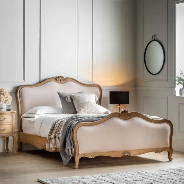 Ghedi Bayas King Linen Upholstered Bed Weathered — SantoLusso®