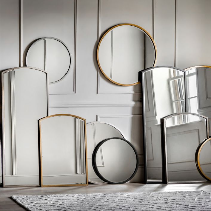 Ghedi Bellagro Round Mirror Antique Silver Large — SantoLusso®