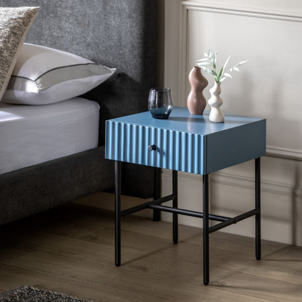 Ghedi Nicolanna 1 Drawer Bedside Blue — SantoLusso®