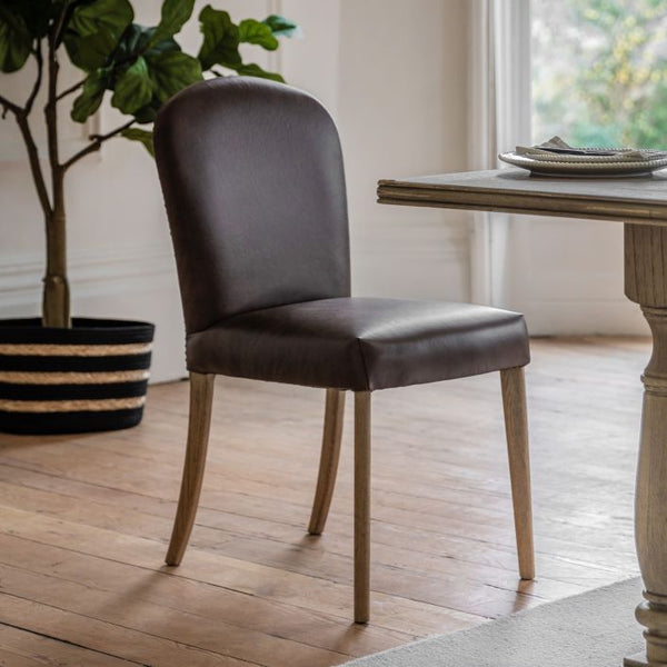 Ghedi Lutta Dining Chair Brown Leather 2pk — SantoLusso®