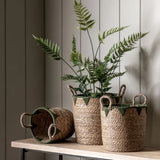 Ghedi Elgon Baskets Natural & Green Set of 3 — SantoLusso®
