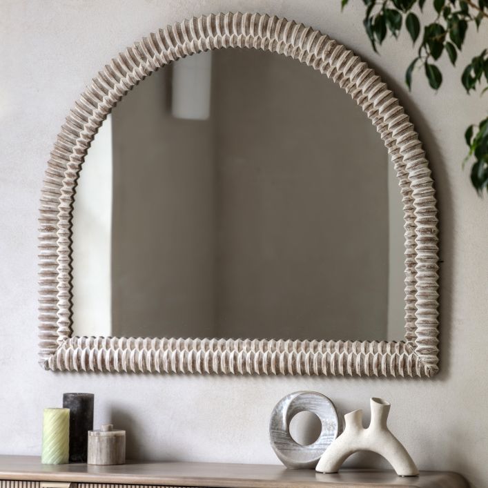 Ghedi Cadressa Arch Overmantle White Wash — SantoLusso®