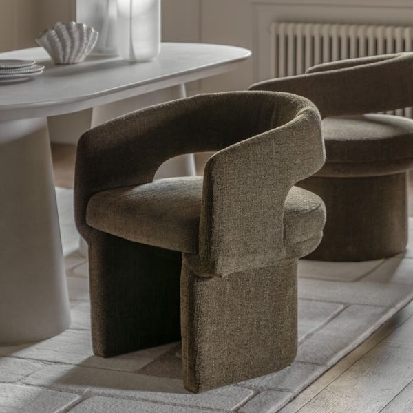 Ghedi Tempo Dining Chair Green Boucle — SantoLusso®