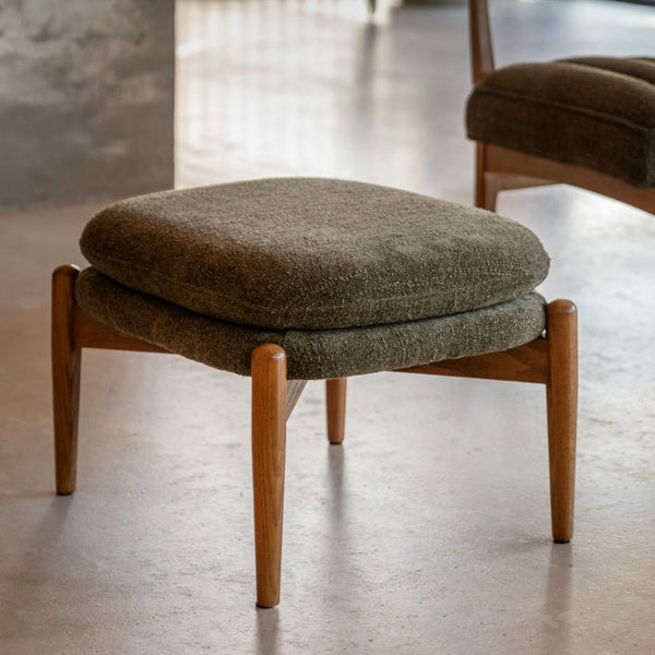 Ghedi Canello Footstool Green Boucle — SantoLusso®
