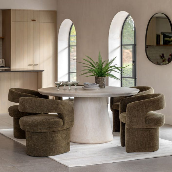 Ghedi Senza Round Dining Tble Travertine — SantoLusso®