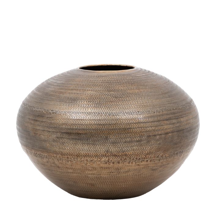Ghedi Artistic Aluminium Wide Vase Arrow Antique Brass — SantoLusso®