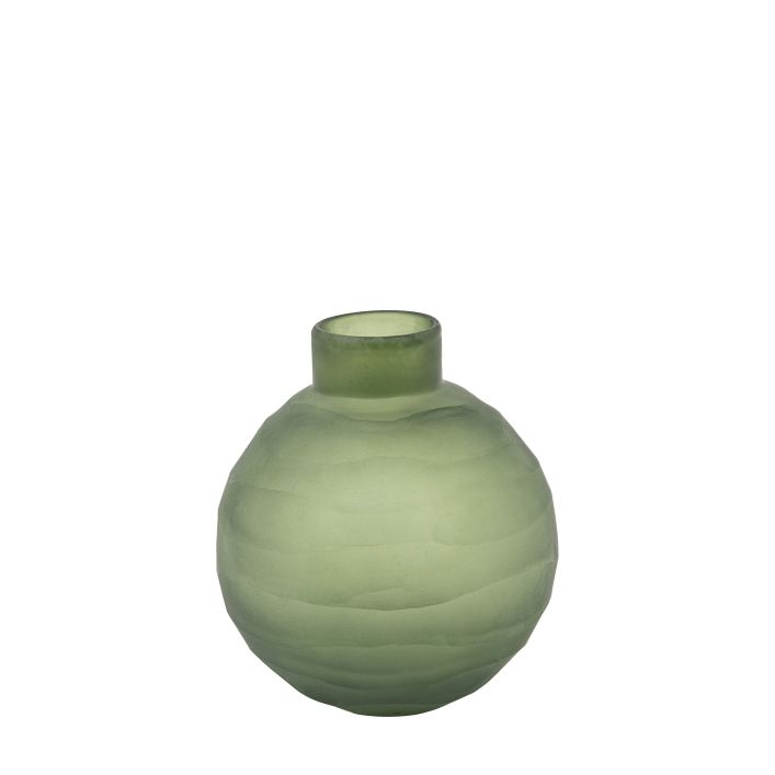 Ghedi Bevelled Glass Globe Vase Green Small — SantoLusso®