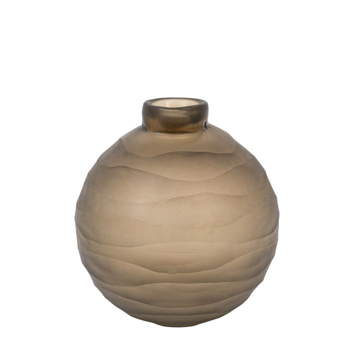 Ghedi Bevelled Glass Globe Vase Smoke Large — SantoLusso®