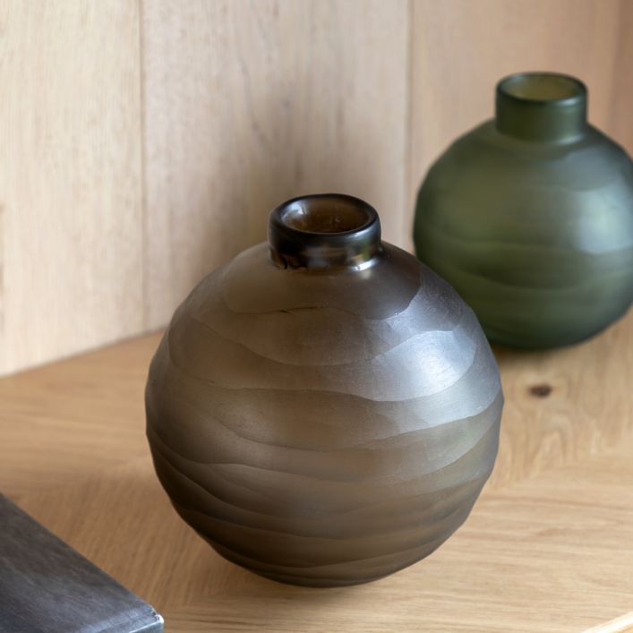 Ghedi Bevelled Glass Globe Vase Smoke Large — SantoLusso®