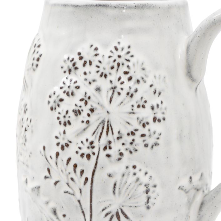 Ghedi Meadow Embossed Ceramic Jug Stone — SantoLusso®