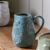 Ghedi Meadow Embossed Ceramic Jug Duck Egg — SantoLusso®