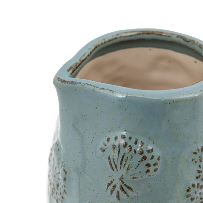 Ghedi Meadow Embossed Ceramic Jug Duck Egg — SantoLusso®