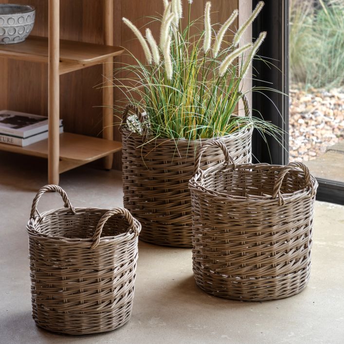 Ghedi Hand Woven Willow Basket Nest Set of 3 Large — SantoLusso®