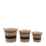 Ghedi Linen Basket Nest Black Stripe Set of 3 — SantoLusso®