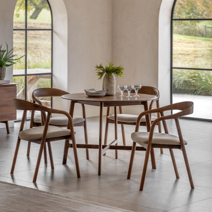 Ghedi Cabrera Round Dining Table Walnut — SantoLusso®