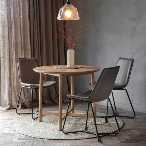 Ghedi Lencia Round Dining Table Oak — SantoLusso®