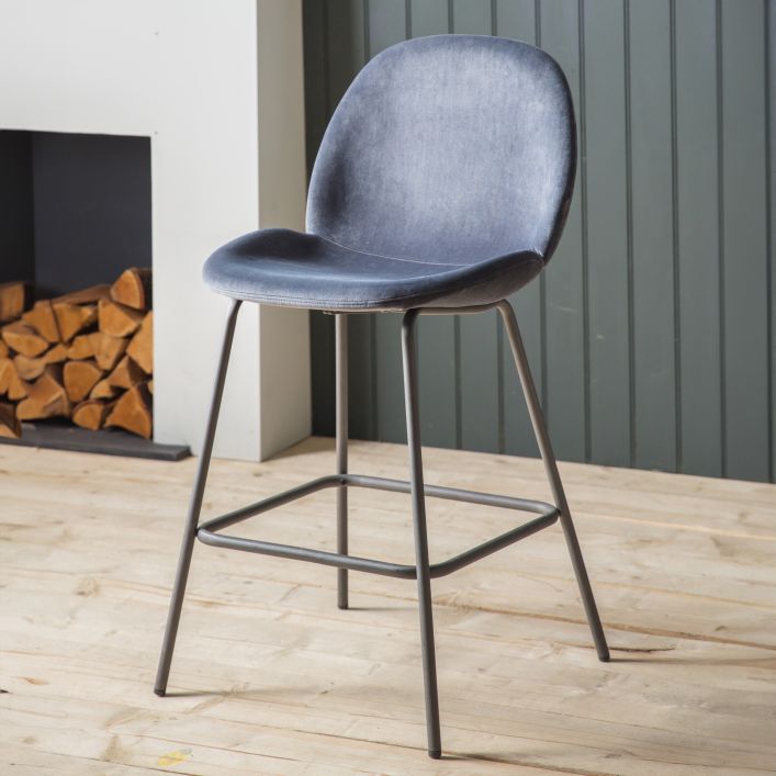 Ghedi Nure Stool Dark Grey Velvet (2pk) — SantoLusso®