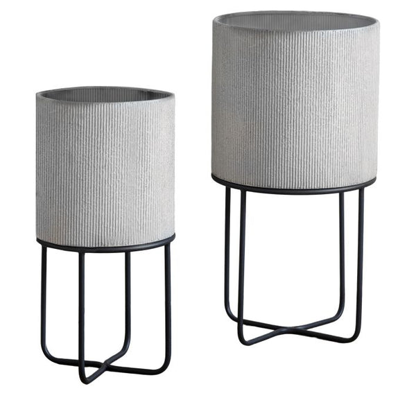 Ghedi Eda Metal Planter Set of 2 White — SantoLusso®