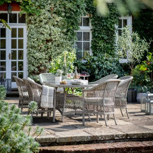 Ghedi Urcio 6 Seater Oval Dining Set Stone — SantoLusso®